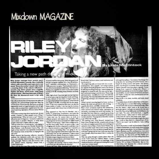 Riley Jordan article in Mixdown magazine